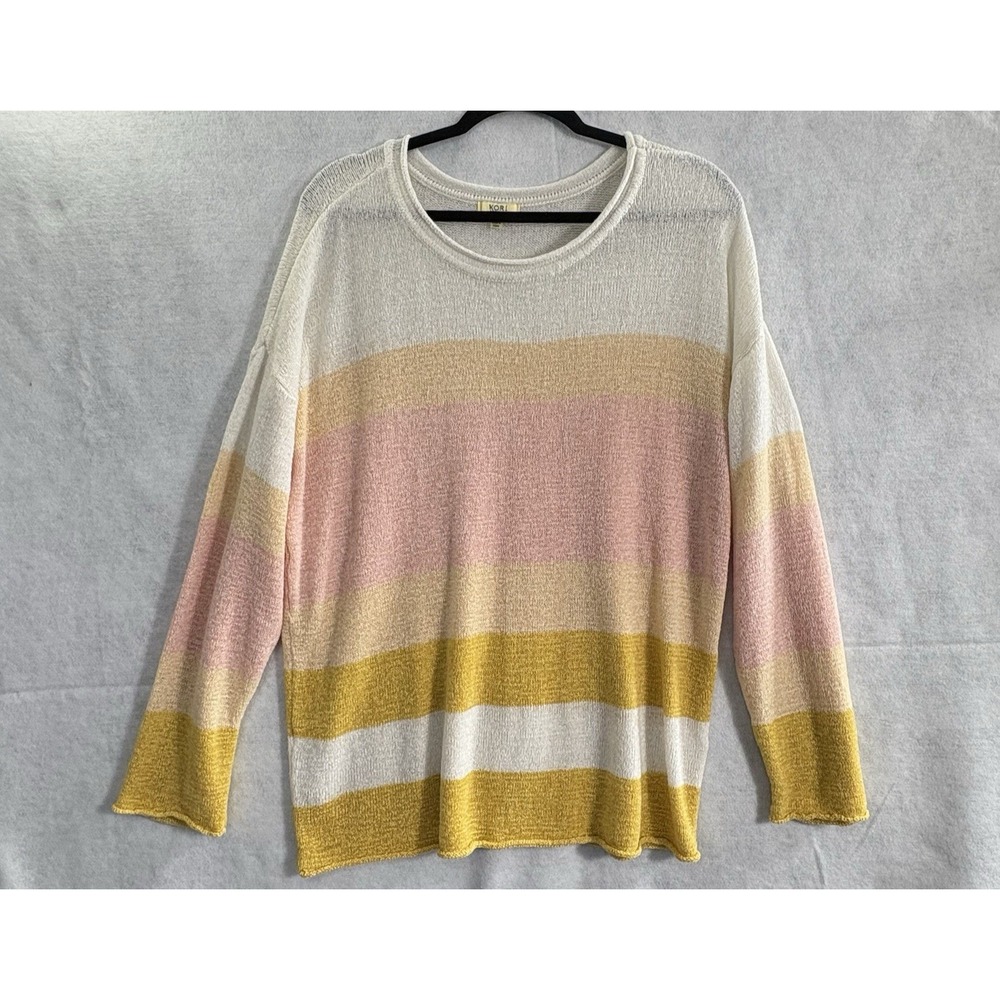 KORI America Women Lightweight Pullover Sweater Striped Sz L Multicolor 58-7